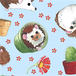 Quilting Treasures - Who Let the Hogs Out - Hedgehog Toss, Blue