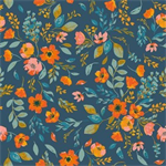 Clothworks - Stephanie - Floral, Dark Teal