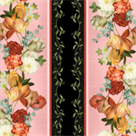 Quilting Treasures - Les Fleurs - Floral Stripe, Pink