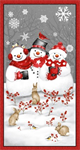 Henry Glass - Snow Crew - 24^ Snowmen Panel, Red/Gray