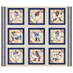 Quilting Treasures - Bases Loaded - 36^ Baseball Picture Patches, Beige