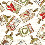 Benartex - White Christmas - Tossed Tags, Cream