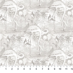 Northcott - Flamingo Bay - Flamingo Toile, White/Gray