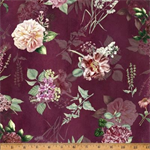 Hoffman California - Botanical Charm - Floating Flowers, Mulberry