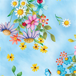 Benartex Kanvas Studio - Sunshine Days - Sunny Bouquets, Blue