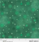 P & B Textiles - Snowfall - Small Snowflakes, Green