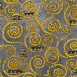 Robert Kaufman - Gustav Klimt - Gold Metallic Swirls, Charcoal