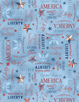 Wilmington Prints - Americana - Words, Denim