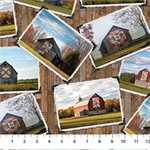 Northcott - Barn Quilts - Barn Postcards, Brown