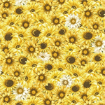 Timeless Treasures - Honey Bee Farm - Packed Sunflowers & Daisies, Yellow