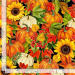 Timeless Treasures - Fall is in The Air - Harvest Floral Metallic, Autumn