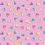 Benartex Kanvas Studio - Fairytale Dreams - Bejeweled Hearts, Pink