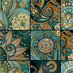 Quilting Treasures - Portofino - Floral Paisley Patch, Teal