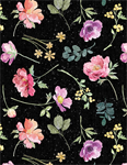 Wilmington Prints - Meadow Melody - Flower Toss, Black