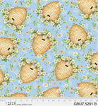 P & B Textiles - Garden Buzz - Beehives, Blue