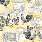 Michael Miller - Early To Rise - Chicken Coop Toile, Butter