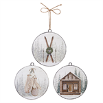 Ornament - Ski Lodge Disc, Assorted